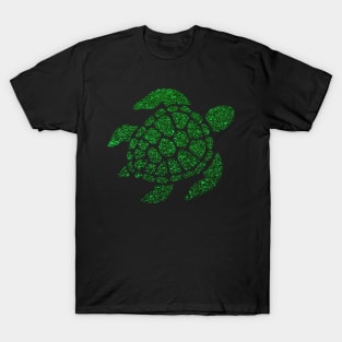 Green Sea Faux Glitter Turtle T-Shirt